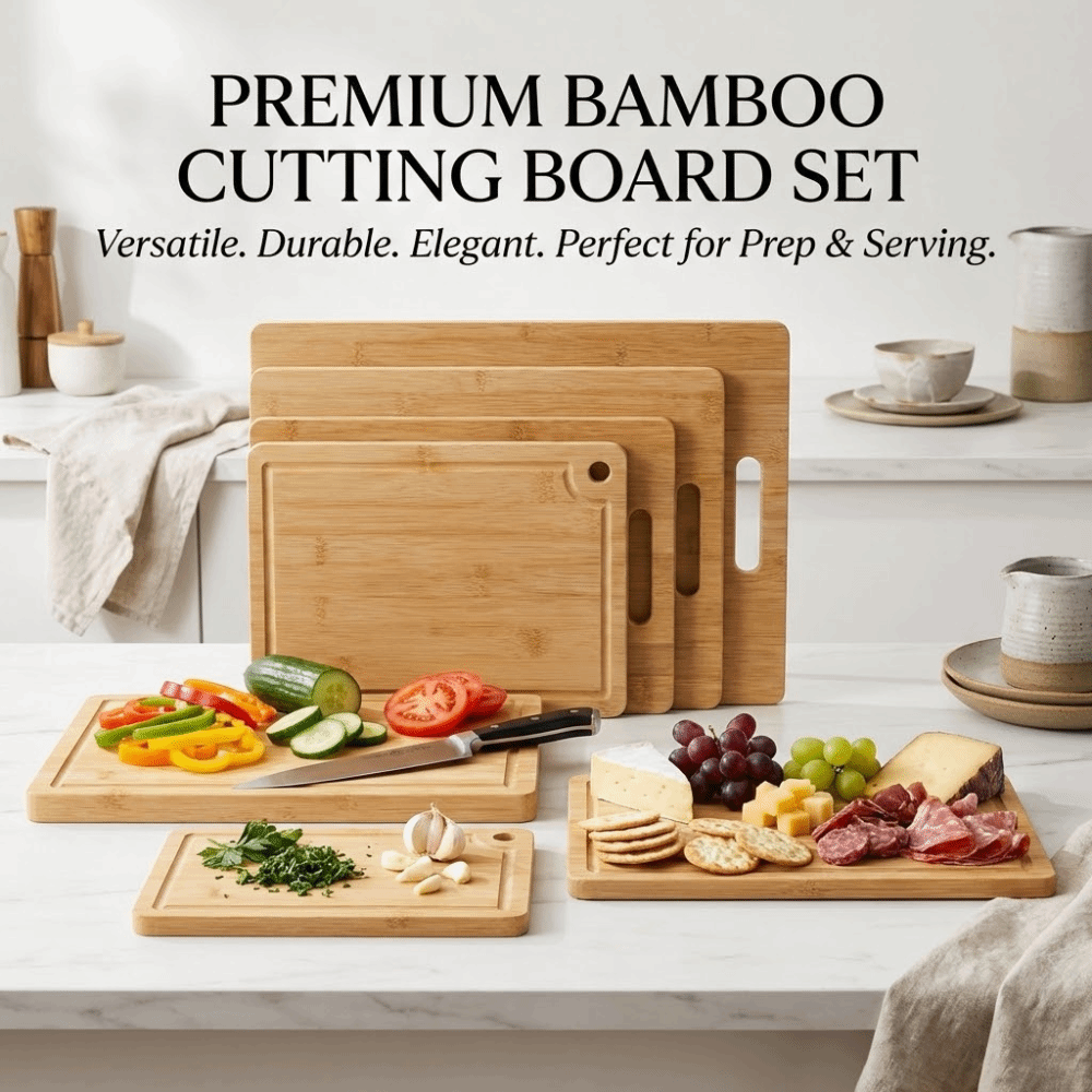 Bamboo Cutting Board - Экологичная бамбуковая разделочная доска, двусторонняя, прочная,